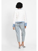 Jachetă color-block denim touch Alb