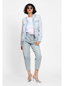 Jachetă tailored light denim Albastru