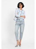 Jachetă tailored light denim Albastru