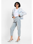 Jachetă tailored light denim Albastru
