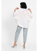 Cămașă oversized bleu breeze Alb