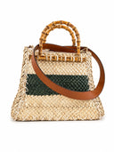Sofia Cardoni Geanta de plaja Circe straw and paper-Taupe
