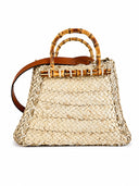 Sofia Cardoni Geanta de plaja Circe straw and paper-Taupe