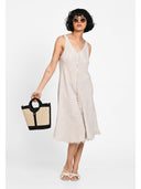 Rochie midi cu detaliu frontal Bej