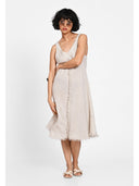 Rochie midi cu detaliu frontal Bej