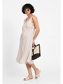 Rochie midi cu detaliu frontal Bej