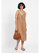Rochie midi cu detaliu frontal Coniac