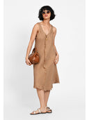 Rochie midi cu detaliu frontal Coniac
