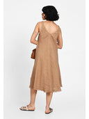 Rochie midi cu detaliu frontal Coniac