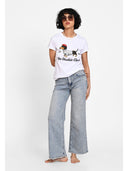 T-shirt cu print artistic frontal Alb gri