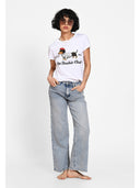 T-shirt cu print artistic frontal Alb gri