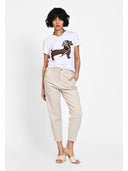 T-shirt cu print artistic frontal Alb nude