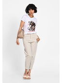 T-shirt cu print artistic frontal Alb rosu