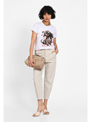 T-shirt cu print artistic frontal Alb rosu