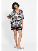 Camasa monochrome silk print vacation Negru