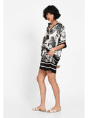 Camasa monochrome silk print vacation Negru