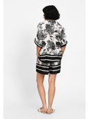 Camasa monochrome silk print vacation Negru