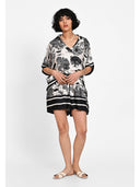 Pantaloni scurti monochrome silk print Negru