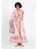 Fusta maxi rose silk-tencel Roz