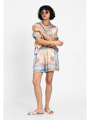 Silk scarf print shorts Albastru deschis