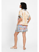 Silk scarf print shorts Albastru deschis