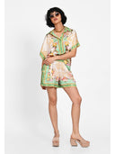 Silk scarf print shorts Verde