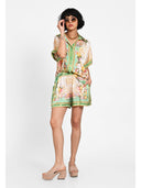 Silk scarf print shorts Verde