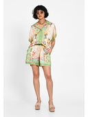 Silk scarf print shorts Verde
