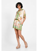Silk scarf print shorts Verde
