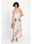 Rochie artistic print Bej