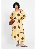 Rochie midi cu imprimeu oversized Galben dots
