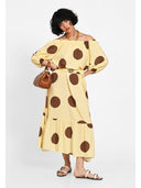 Rochie midi cu imprimeu oversized Galben dots