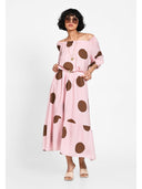 Rochie midi cu imprimeu oversized Roz dots
