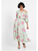 Rochie midi cu imprimeu oversized Verde dots