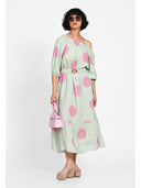 Rochie midi cu imprimeu oversized Verde dots