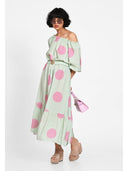 Rochie midi cu imprimeu oversized Verde dots