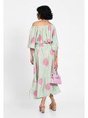 Rochie midi cu imprimeu oversized Verde dots