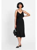 Rochie midi cu aplicatie florala Negru