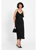 Rochie midi cu aplicatie florala Negru