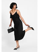 Rochie midi cu aplicatie florala Negru