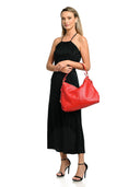 Borsa hobo Mihalea in vera pelle Rossa