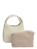 Borsa hobo Mirela beige in vera pelle