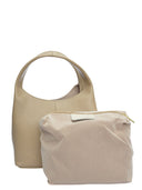 Borsa hobo Mirela in vera pelle color talpa