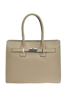 Borsa tote Lidia in pelle naturale color tortora