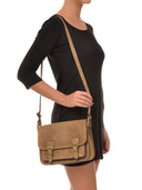 Borsa a tracolla Aelia in pelle naturale color tortora