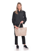 Borsa Dia Tote in pelle naturale color talpa