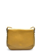 Borsa a tracolla in vera pelle color corallo senape