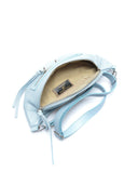 Borsa a tracolla Aminia, vera pelle azzurra