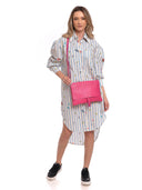 Borsa a tracolla Delfina in pelle naturale magenta