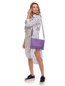 Borsa a tracolla Delfina viola in vera pelle